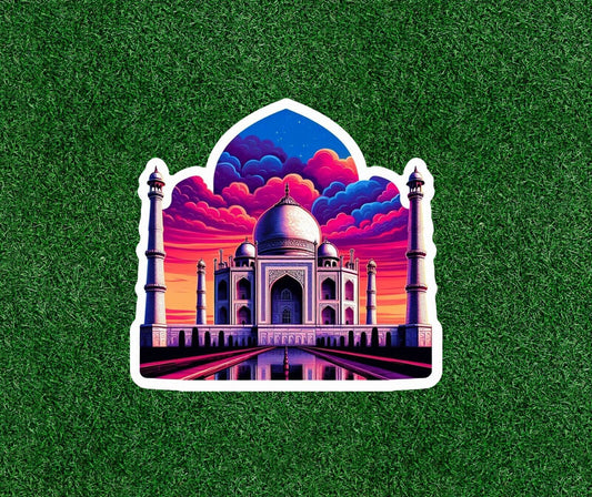 Taj Mahal under a rainbow sky vinyl sticker decal - many sizes available