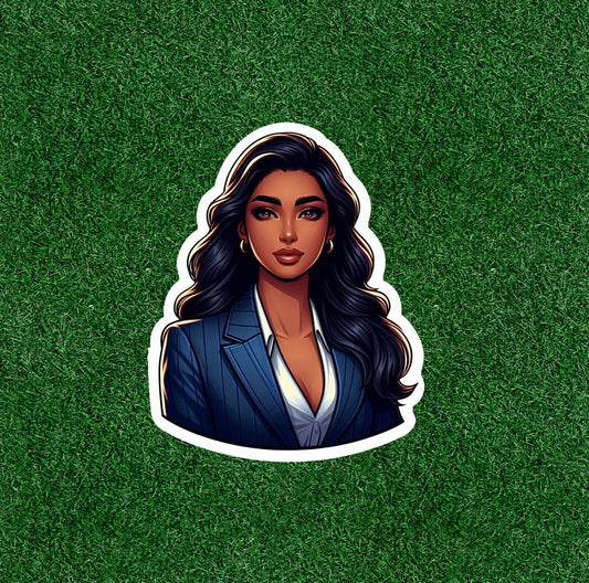 Beautiful Indian lady in business suit vinyl decal sticker - many sizes