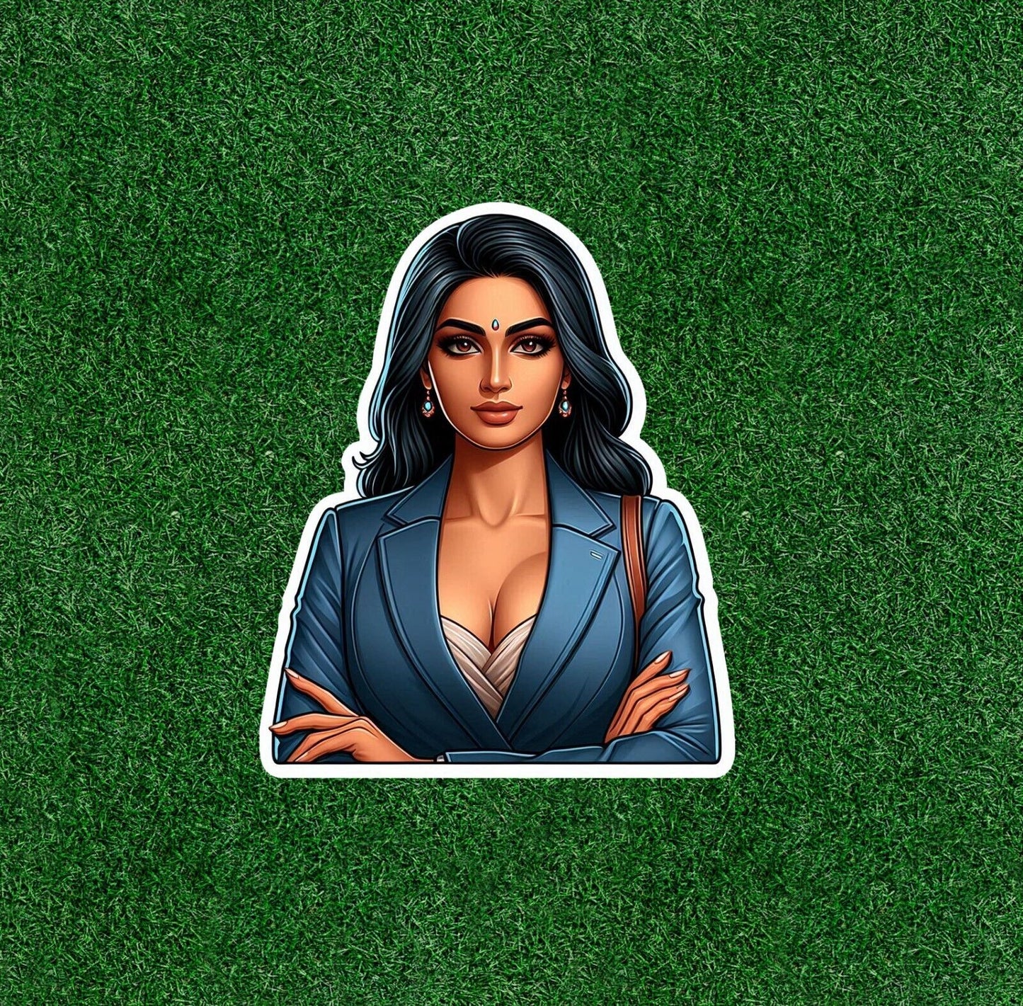 Beautiful Indian lady in business suit vinyl decal sticker - many sizes