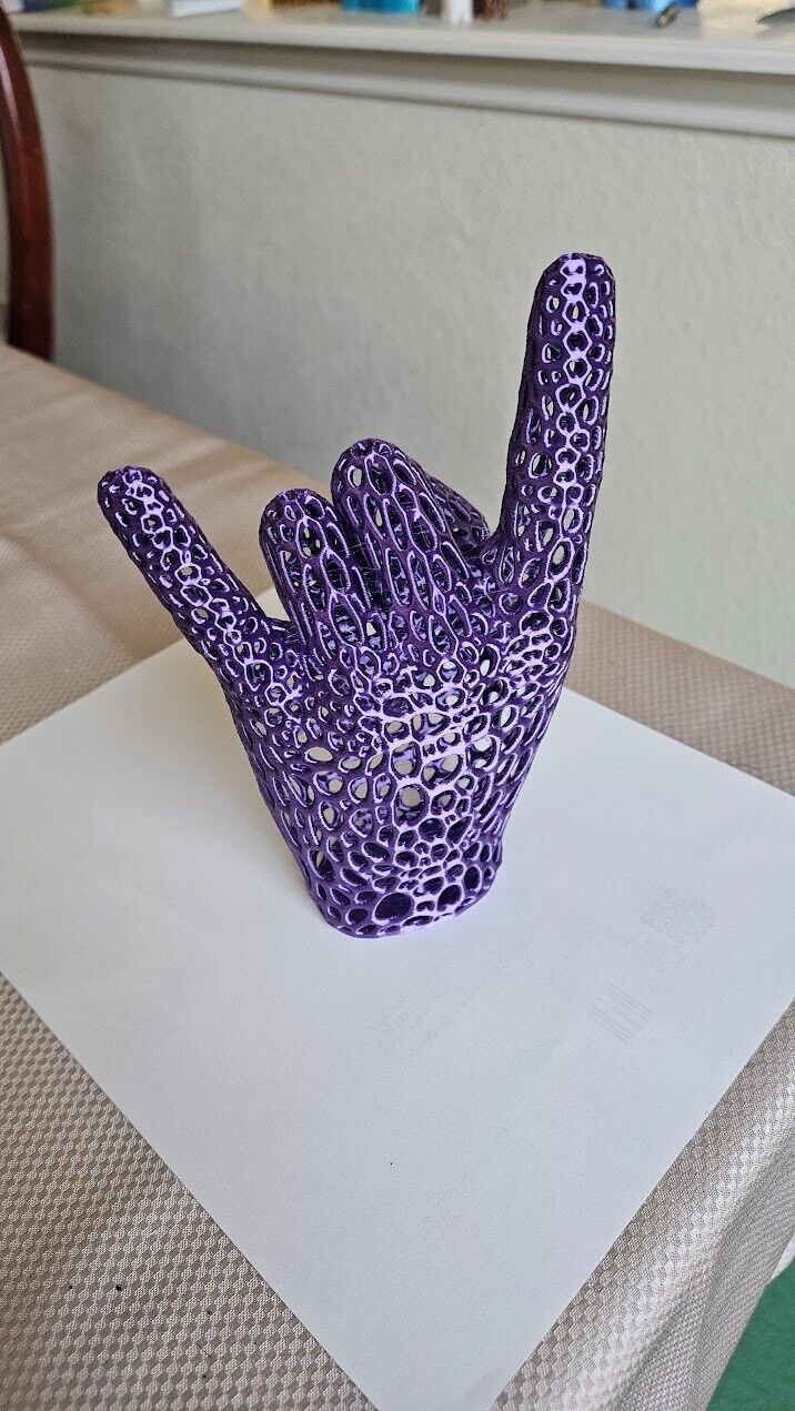 Perfect gift for the heavy metal fan! Lets rock hand sign - shimmering purple