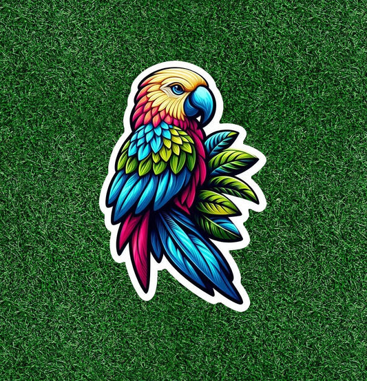 Beautiful colorful parrot vinyl sticker decal - many sizes available