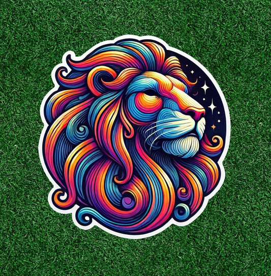 Beautiful Colorful Lion head vinyl sticker decal - many sizes available