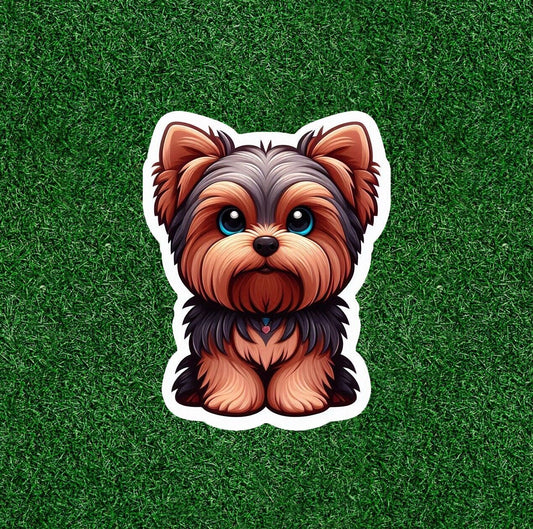 Cute Yorkshire Terrier yorkie dog vinyl sticker decal - many sizes available