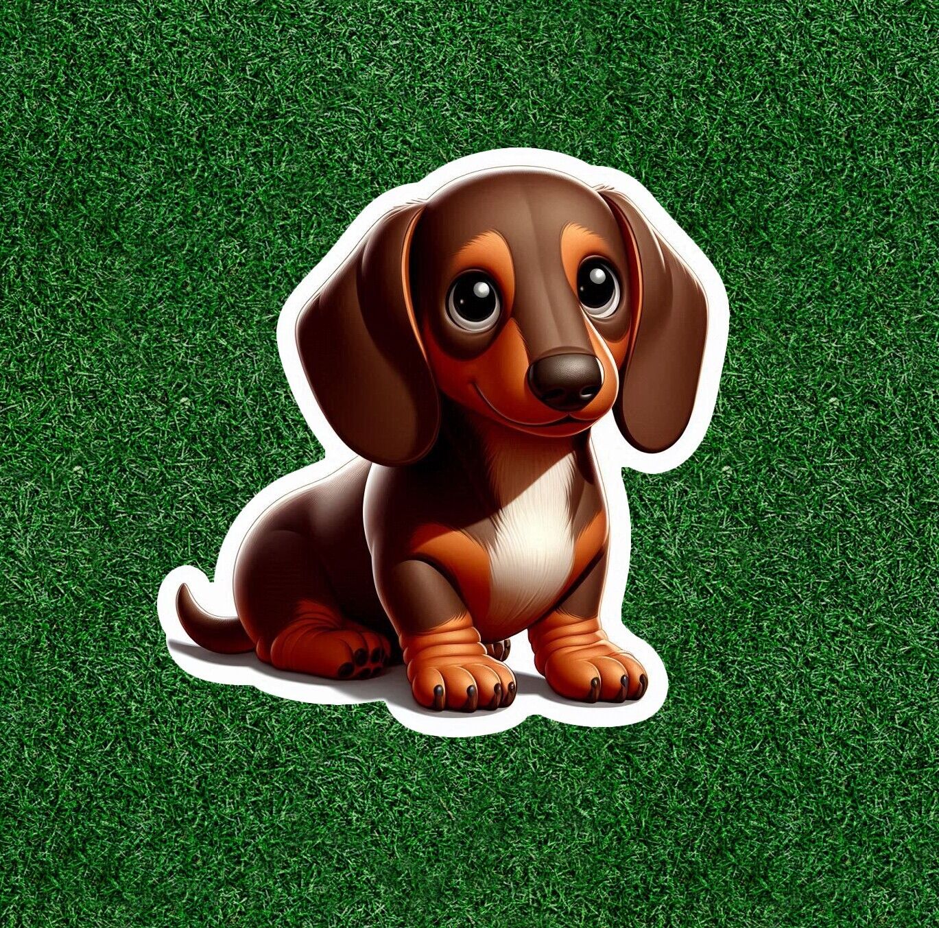 Cute little dachshund doxie dog vinyl decal sticker - many sizes available