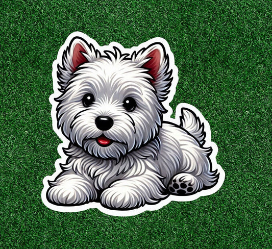 Cute Westie West Highland White Terrier dog vinyl sticker - many sizes available