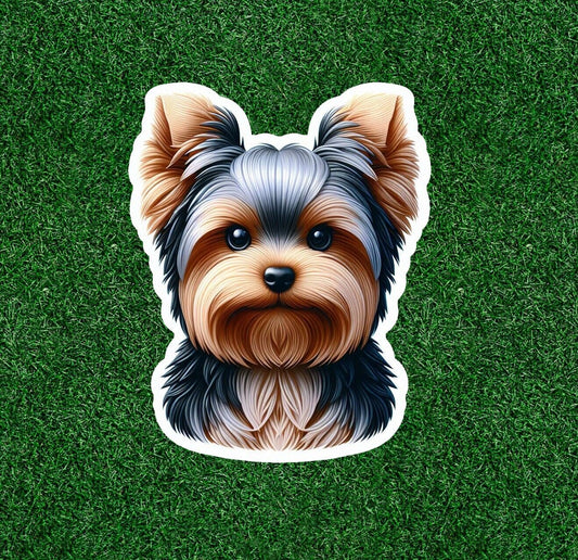 Cute Yorkshire Terrier yorkie dog vinyl sticker decal - many sizes available