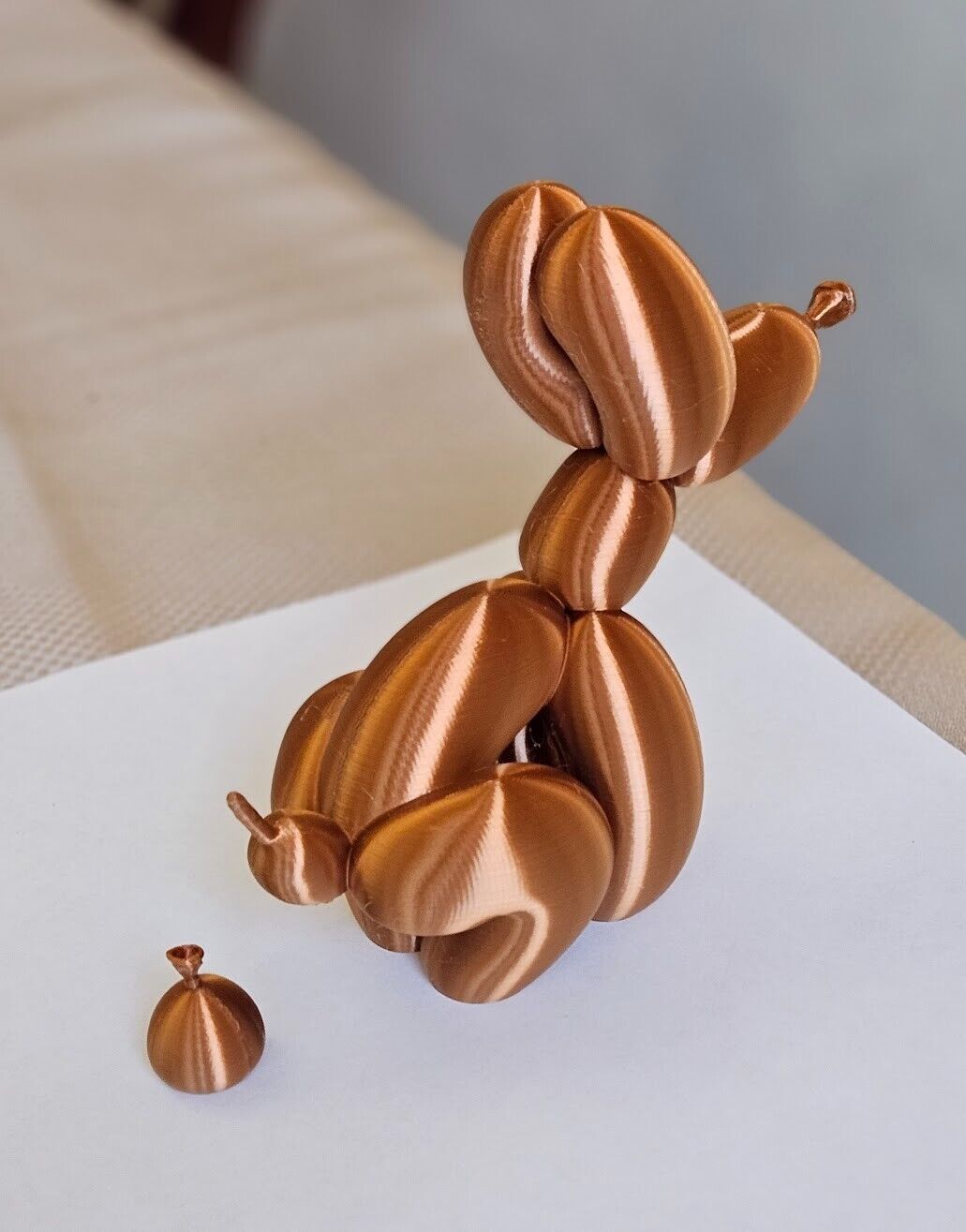 Pooping Balloon Dog 6 inches statue - Shimmering copper color