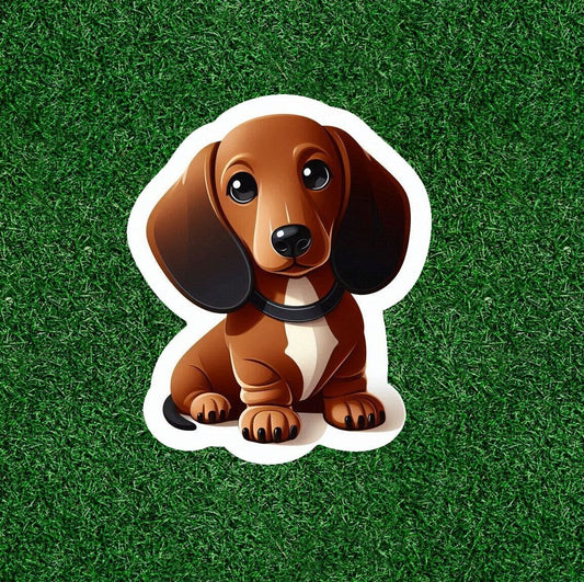 Cute little dachshund doxie dog vinyl decal sticker - many sizes available