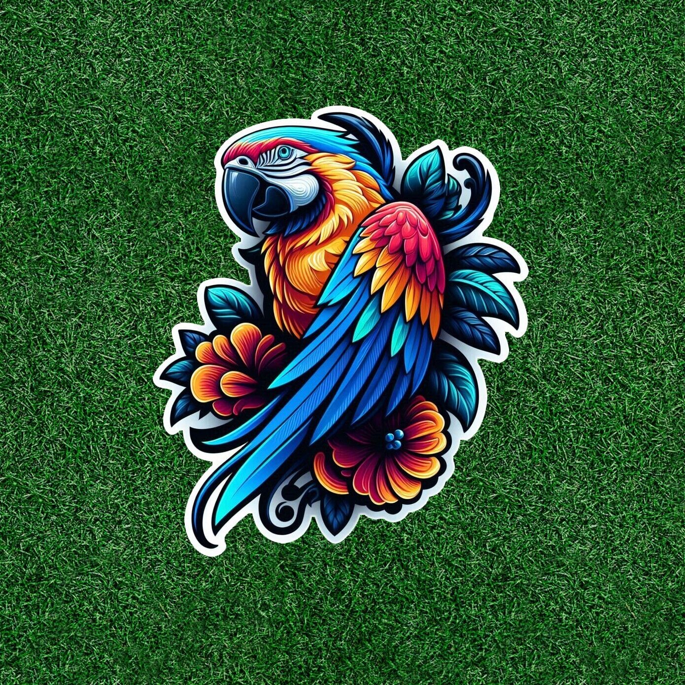 Beautiful colorful parrot vinyl sticker decal - many sizes available