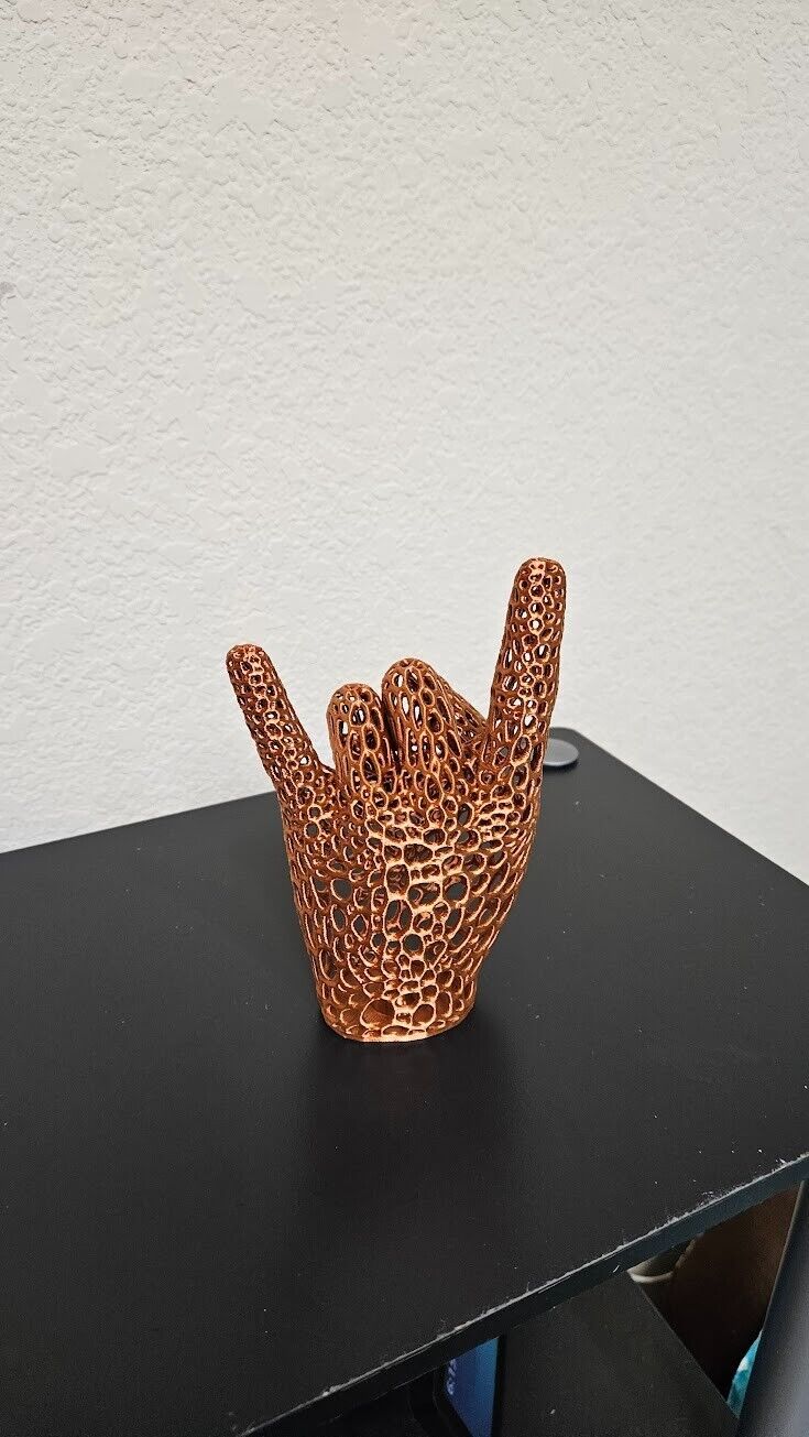 Perfect gift for the heavy metal fan! Lets rock hand sign - shimmering copper 