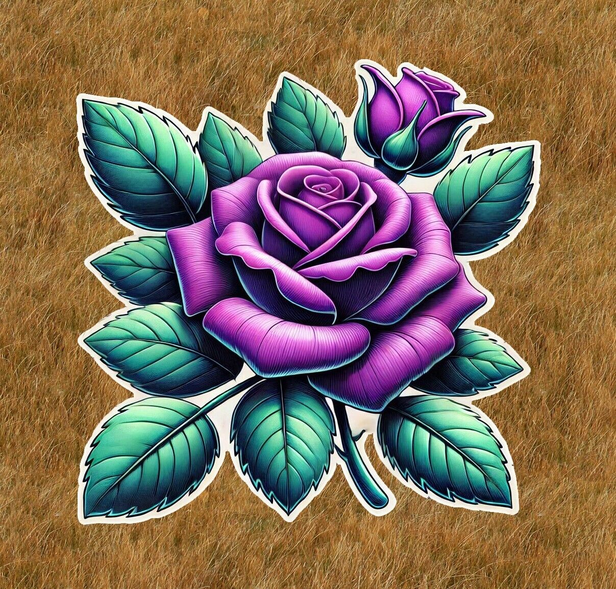 Beautiful purple rose vinyl sticker decal - many sizes available