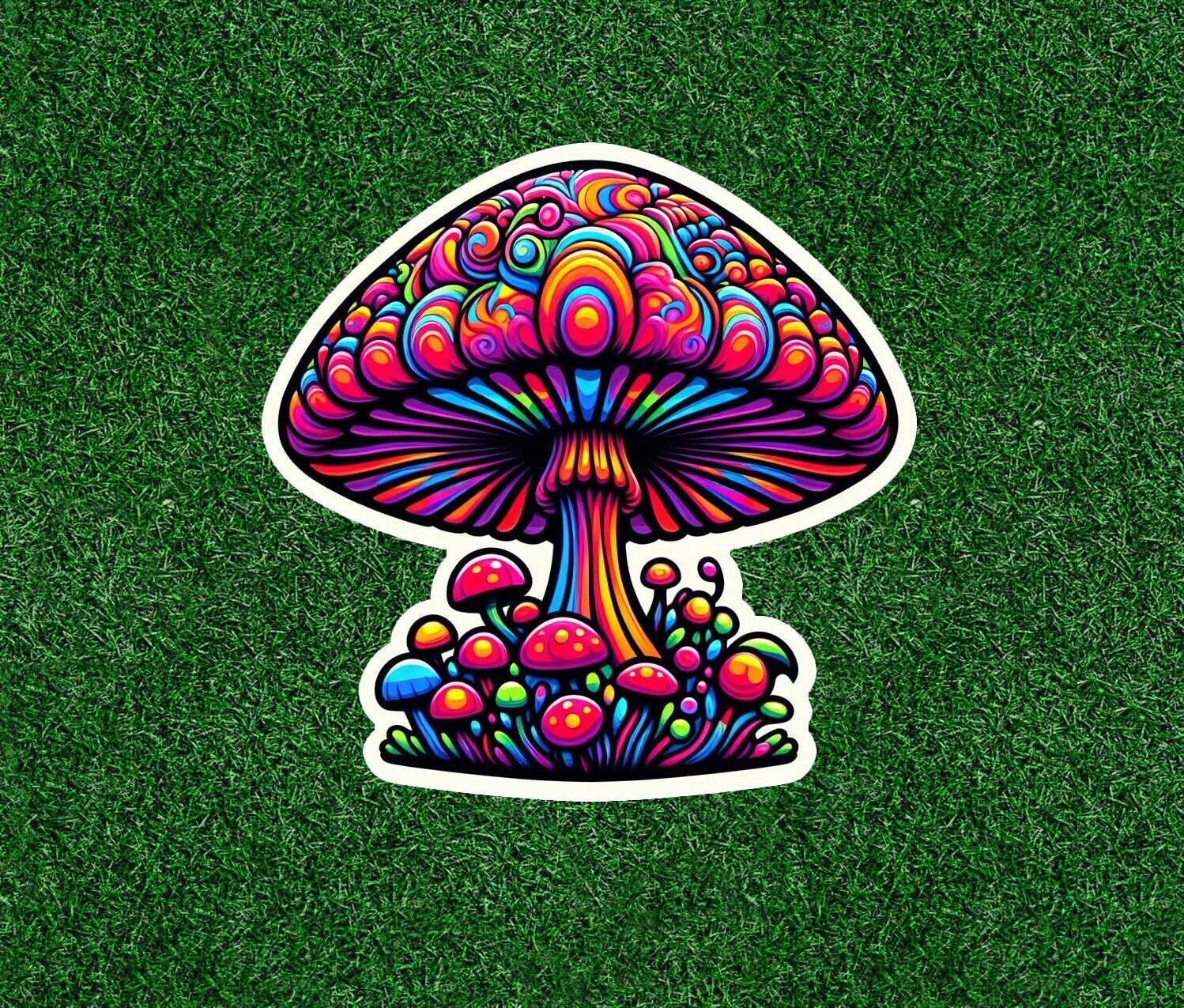 Colorful psychedelic mushroom vinyl sticker decal - several sizes available