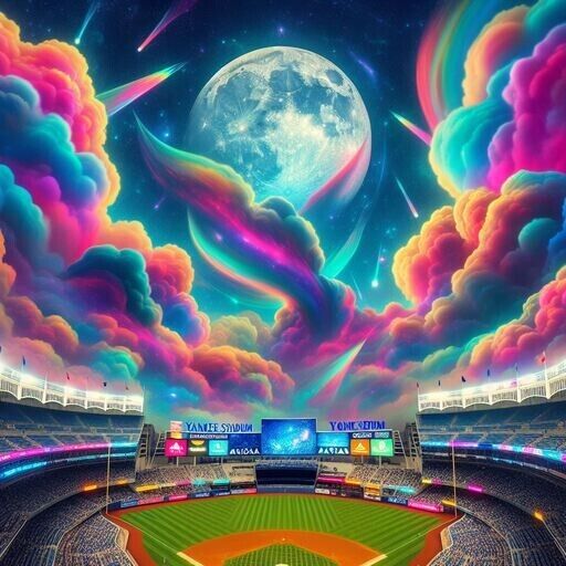 Yankees Stadium over a trippy sky sticker decal - 4 inches