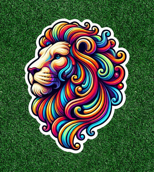 Beautiful Colorful Lion head vinyl sticker decal - many sizes available