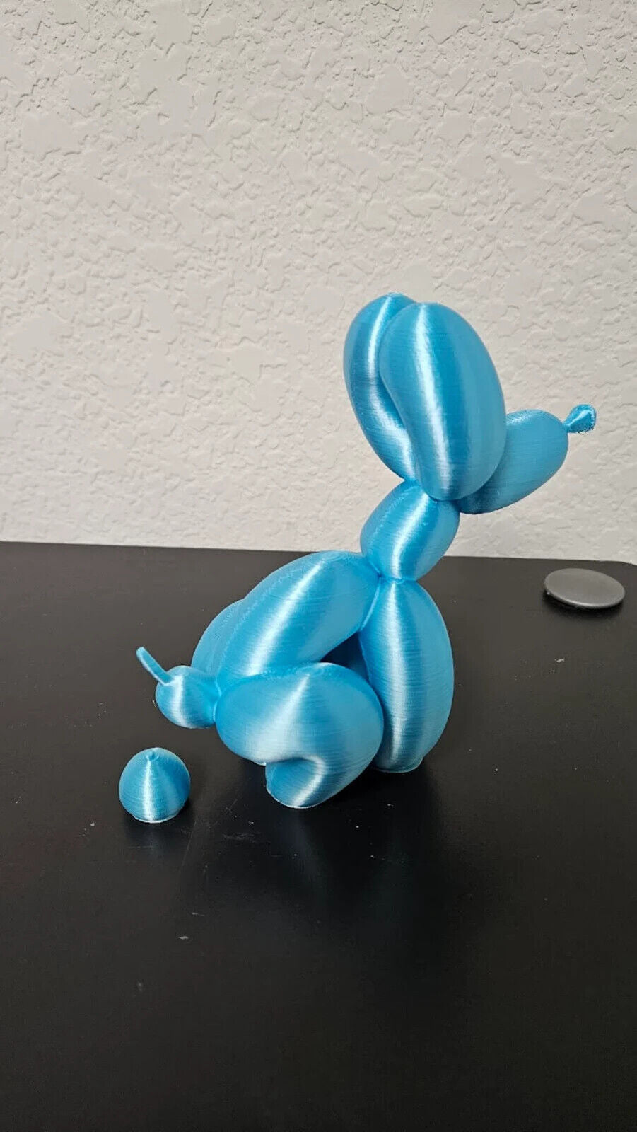 Pooping Balloon Dog 6 inches statue - Shimmering baby blue color