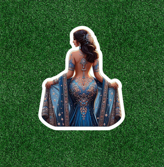 Beautiful Indian lady in colorful lehenga sari vinyl decal sticker - many sizes