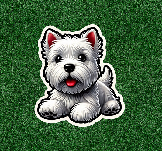 Cute Westie West Highland White Terrier dog vinyl sticker - many sizes available