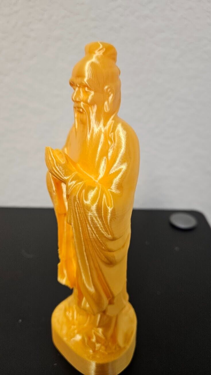 Confucius statue - 9 inches shimmering gold color statue