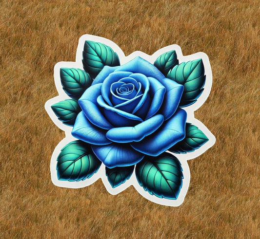 Beautiful blue rose vinyl sticker decal - many sizes available