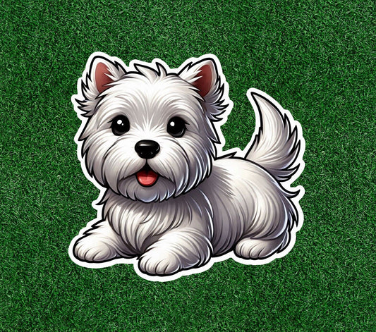 Cute Westie West Highland White Terrier dog vinyl sticker - many sizes available