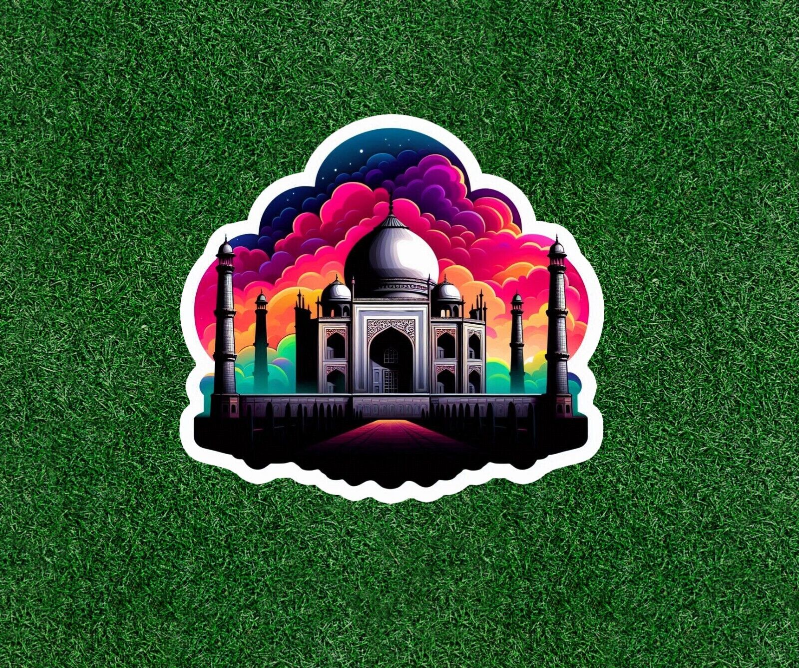 Taj Mahal under a rainbow sky vinyl sticker decal - many sizes available