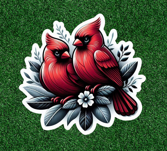 Beautiful red cardinals vinyl sticker decal - many sizes available