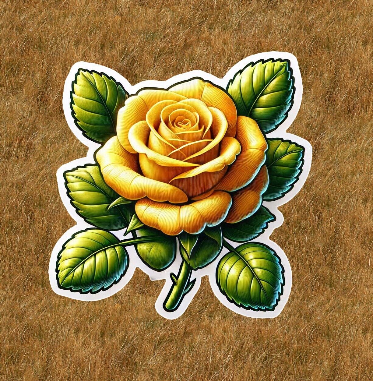 Beautiful yellow rose vinyl sticker decal - many sizes available