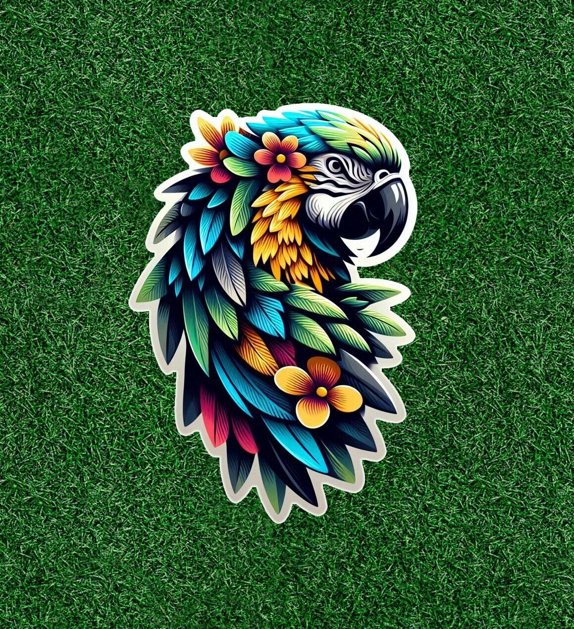 Beautiful colorful parrot vinyl sticker decal - many sizes available