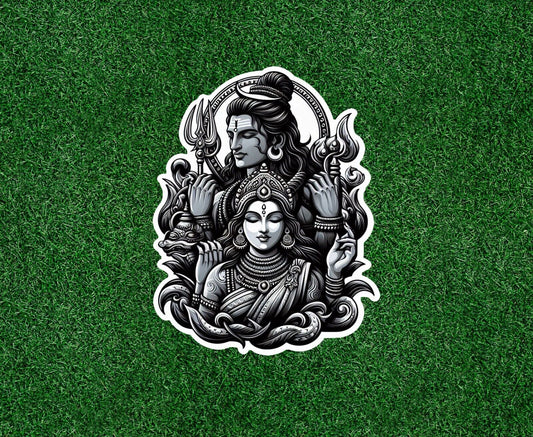 Hindu God and Goddess Shiva and Parvati vinyl decal sticker - many sizes