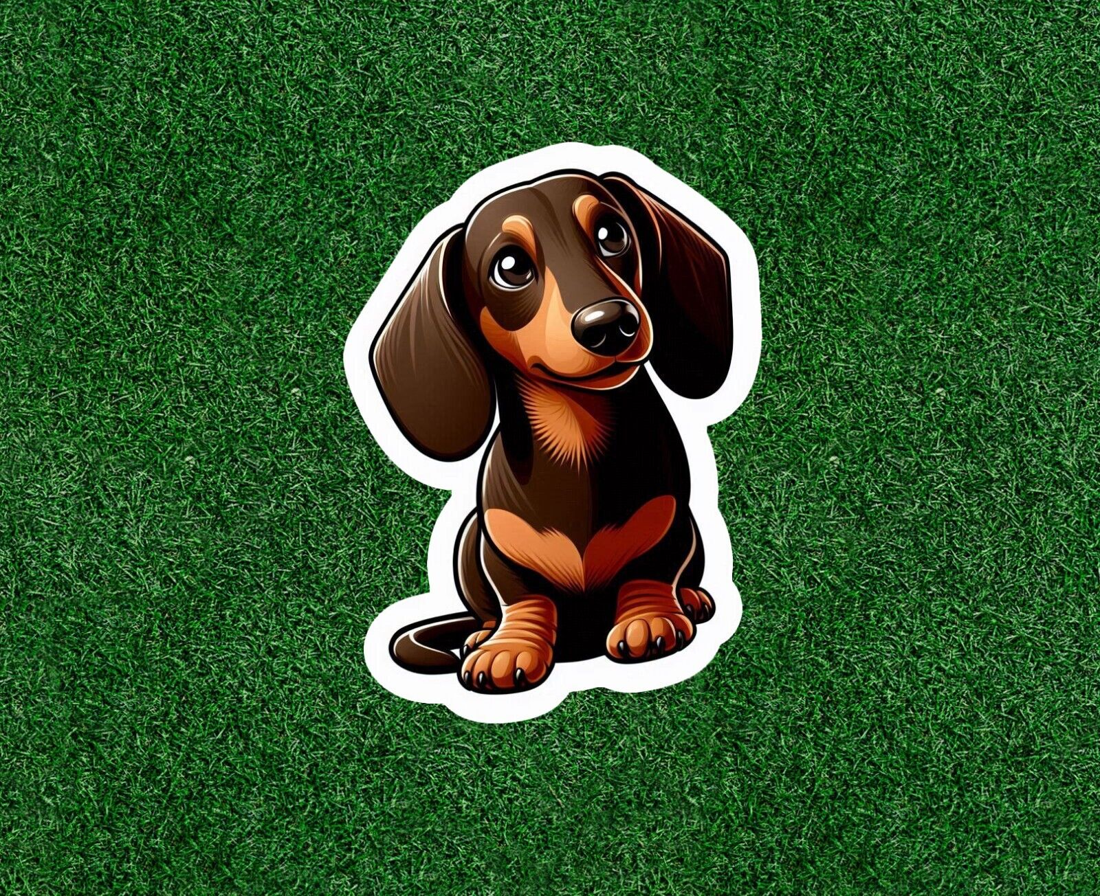 Cute little dachshund doxie dog vinyl decal sticker - many sizes available