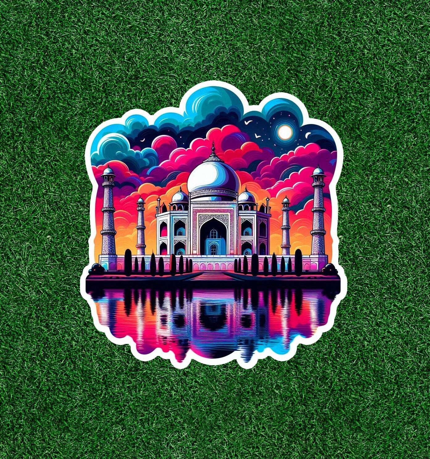 Taj Mahal under a rainbow sky vinyl sticker decal - many sizes available