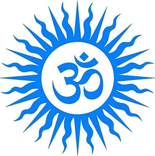 Om Indian prayer symbol sun design vinyl sticker decal - many sizes / colors