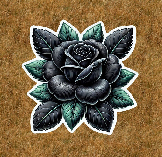 Beautiful black rose vinyl sticker decal - many sizes available