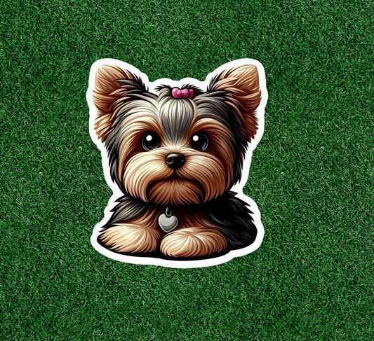 Cute Yorkshire Terrier yorkie dog vinyl sticker decal - many sizes available