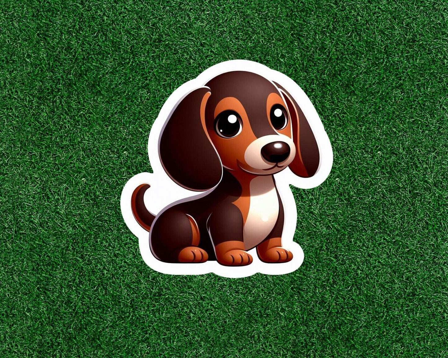 Cute little dachshund doxie dog vinyl decal sticker - many sizes available