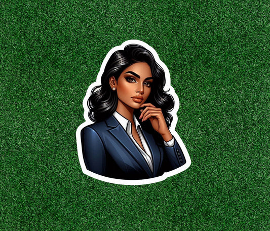 Beautiful Indian lady in business suit vinyl decal sticker - many sizes