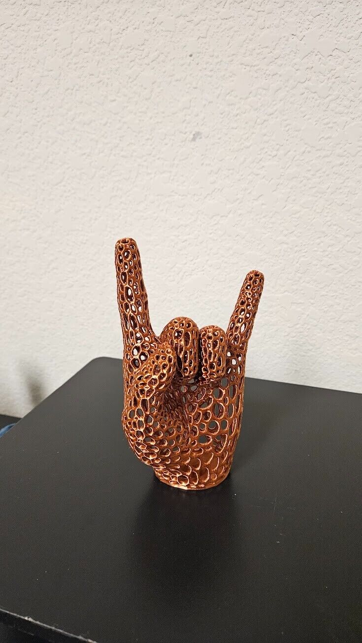 Perfect gift for the heavy metal fan! Lets rock hand sign - shimmering copper 