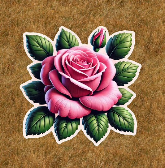 Beautiful pink rose vinyl sticker decal - many sizes available