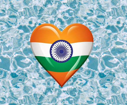 India Flag in a heart design vinyl sticker decal - many sizes available