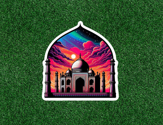 Taj Mahal under a rainbow sky vinyl sticker decal - many sizes available