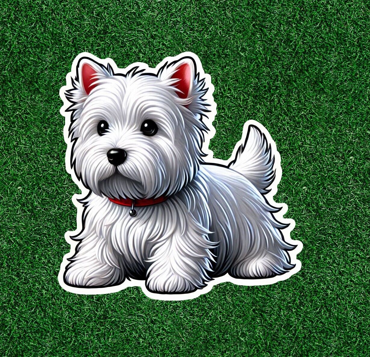 Cute Westie West Highland White Terrier dog vinyl sticker - many sizes available