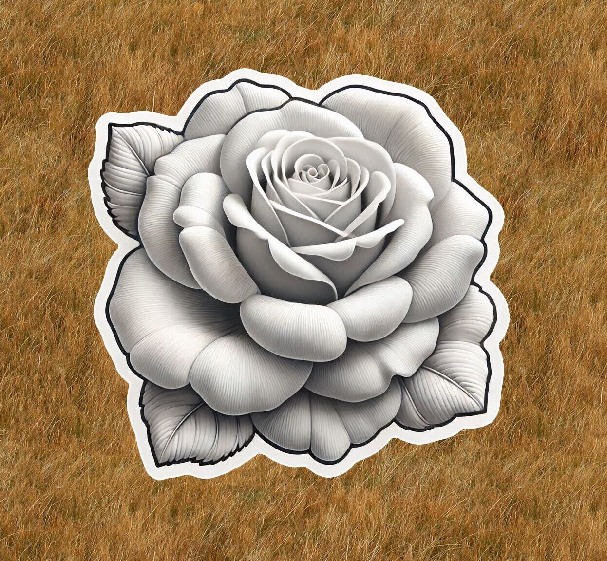 Beautiful white rose vinyl sticker decal - many sizes available