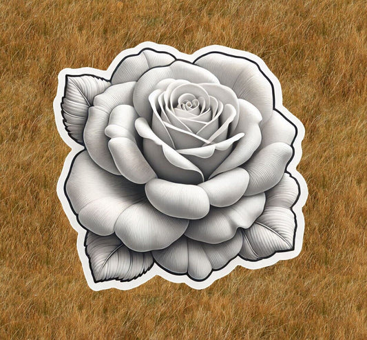 Beautiful white rose vinyl sticker decal - many sizes available