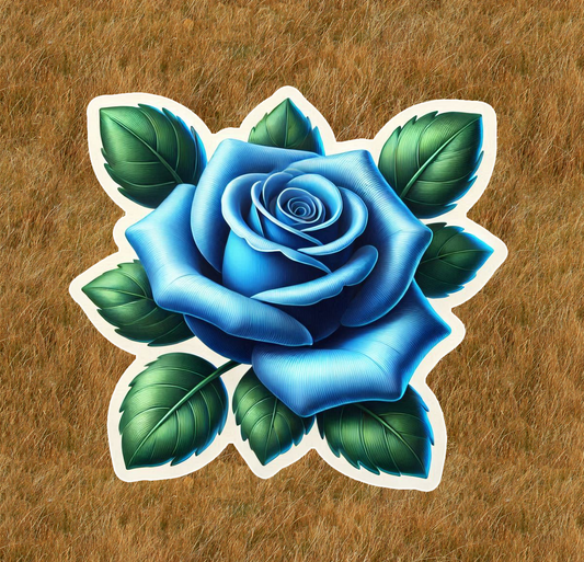 Beautiful blue rose vinyl sticker decal - many sizes available