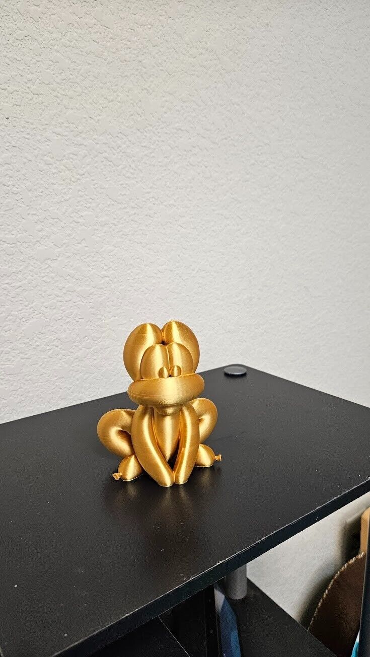 Balloon Frog figurine - Large 7 inches shimmering gold color