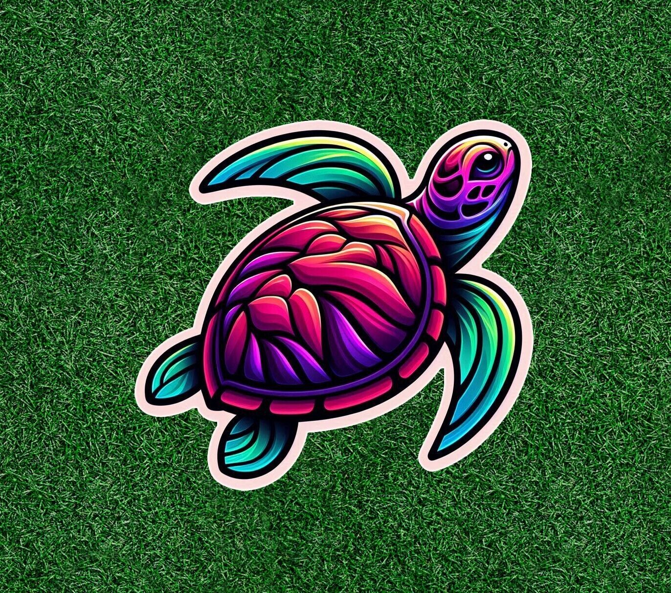 Sea Turtle in colorful design vinyl sticker decal - many sizes available