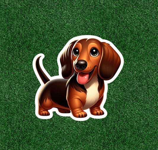 Cute little dachshund doxie dog vinyl decal sticker - many sizes available