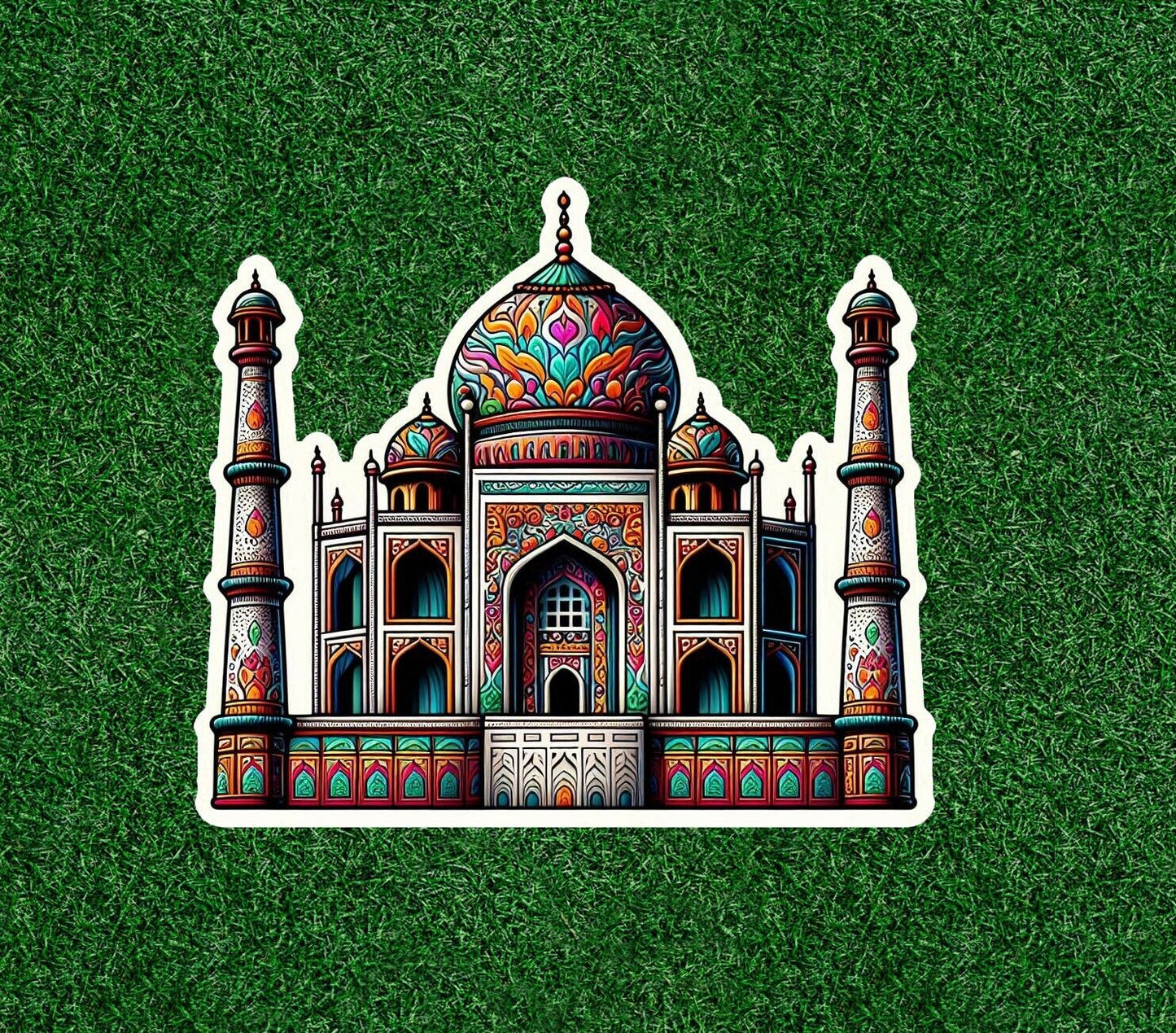 Taj Mahal in a decorative design vinyl sticker decal - many sizes available