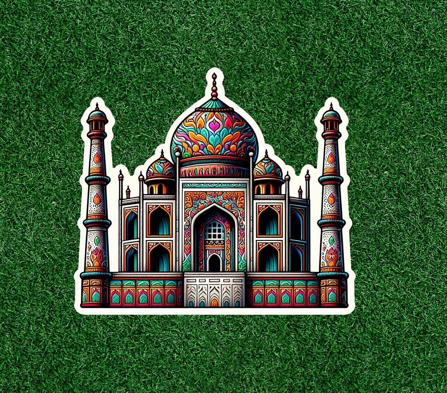 Taj Mahal in a decorative design vinyl sticker decal - many sizes available