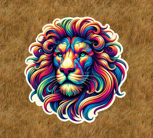 Beautiful Colorful Lion head vinyl sticker decal - many sizes available